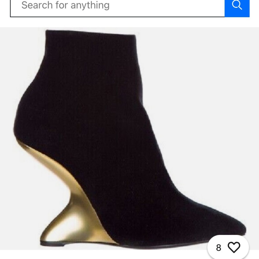 Salvatore Ferragamo Black Ankle Boots with Gold Heel